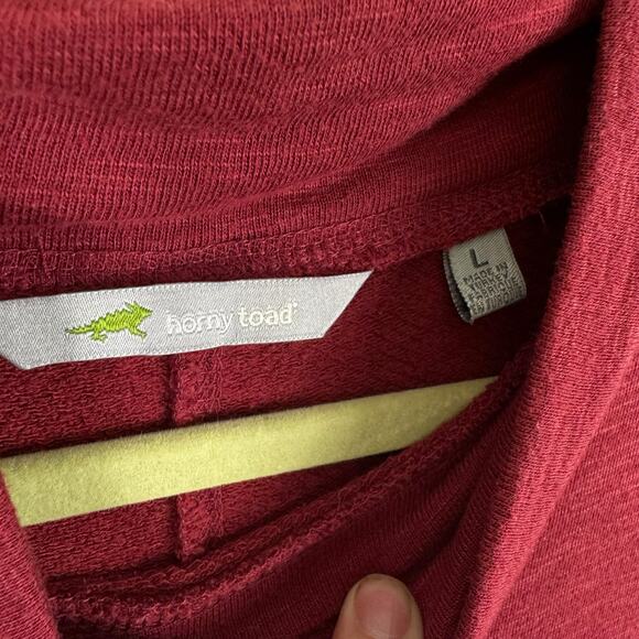 Horny Toad Burgundy Long Sleeve Cowl Neck Pullover Casual Knee Length Dress Sz L - Picture 4 of 5